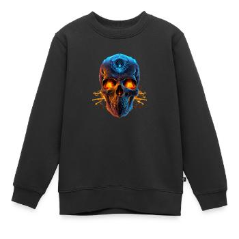 Crâne aux yeux flamboyants - Sweat Premium enfant bio - noir - Devant - AI Model Kid Female (0cm)