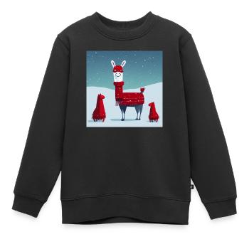 Süßes Lama Rot-Weißer Weihnachtsschal - Kinder Premium Organic Sweatshirt - Schwarz - Vorne - AI Model Kid Female (0cm)