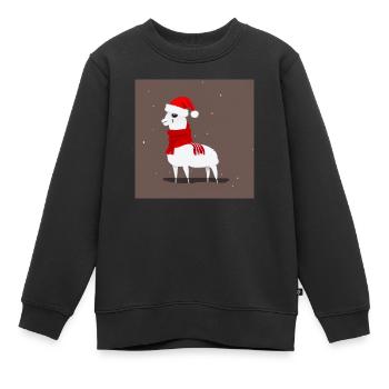 Lama Rot-Weiß Weihnachtsschal 2 - Kinder Premium Organic Sweatshirt - Schwarz - Vorne - AI Model Kid Female (0cm)