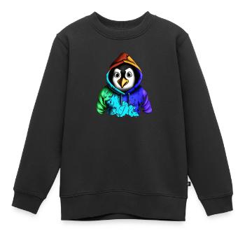 Pingouin surpris avec pull - Sweat Premium enfant bio - noir - Devant - AI Model Kid Female (0cm)