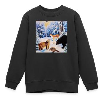 Waldtiere - Kinder Premium Organic Sweatshirt - Schwarz - Vorne - AI Model Kid Female (0cm)