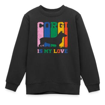 Corgi est mon amour - Sweat Premium enfant bio - noir - Devant - AI Model Kid Female (0cm)