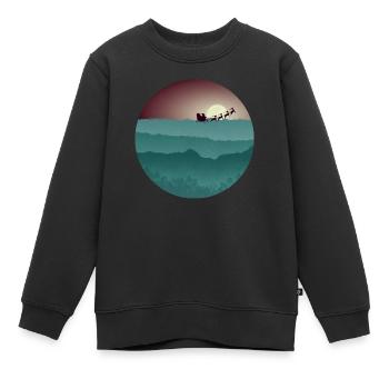 Weihnachtslandschaft mit Weihnachtsmann - Kinder Premium Organic Sweatshirt - Schwarz - Vorne - AI Model Kid Female (0cm)