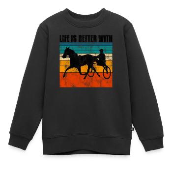Life is better with Harness Racing Trotting Trot - Kids Premium Organic Sweatshirt - black - Front - AI Model Kid Female (0cm)