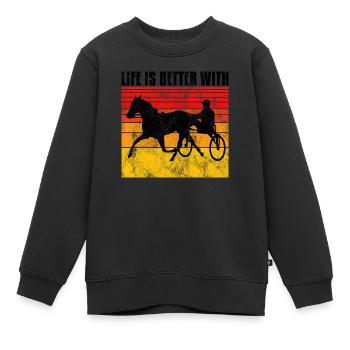 Life is better with Harness Racing Trotting Trot - Kids Premium Organic Sweatshirt - black - Front - AI Model Kid Female (0cm)