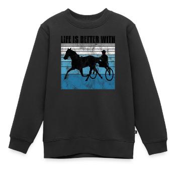 Life is better with Harness Racing Trotting Trot - Kids Premium Organic Sweatshirt - black - Front - AI Model Kid Female (0cm)