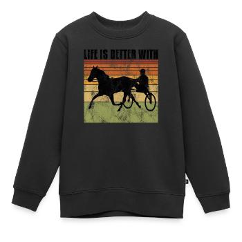 Life is better with Harness Racing Trotting Trot - Kids Premium Organic Sweatshirt - black - Front - AI Model Kid Female (0cm)