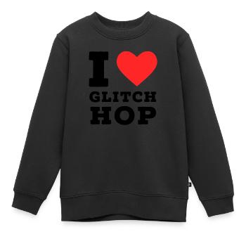 Ich liebe Glitch Hop - Kinder Premium Organic Sweatshirt - Schwarz - Vorne - AI Model Kid Female (0cm)