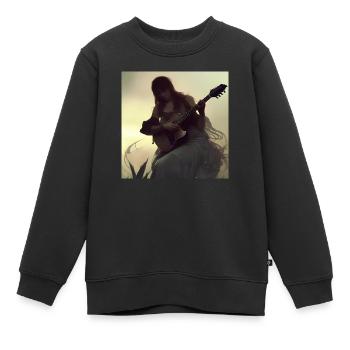 Photo de guitariste antique - Sweat Premium enfant bio - noir - Devant - AI Model Kid Female (0cm)