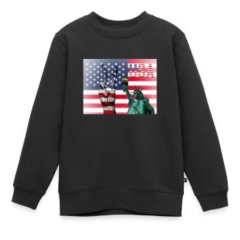 États-Unis, Statue de la Liberté - Sweat Premium enfant bio - noir - Devant - AI Model Kid Female (0cm)