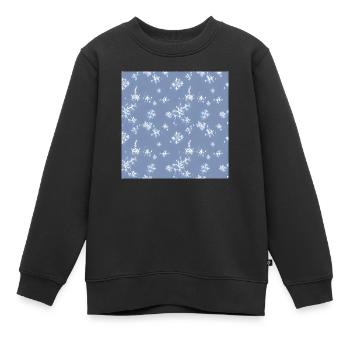Motif de neige sur fond bleu - Sweat Premium enfant bio - noir - Devant - AI Model Kid Female (0cm)