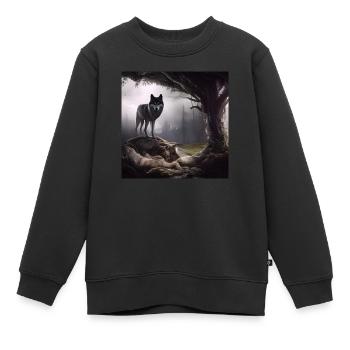 Wolf im Wald - Kinder Premium Organic Sweatshirt - Schwarz - Vorne - AI Model Kid Female (0cm)