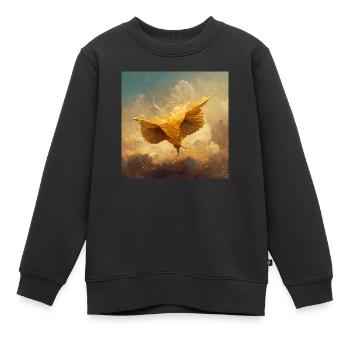 Aufsteigender Goldener Vogel - Kinder Premium Organic Sweatshirt - Schwarz - Vorne - AI Model Kid Female (0cm)