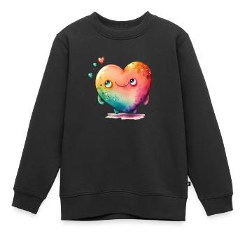 Mon coeur - Sweat Premium enfant bio - noir - Devant - AI Model Kid Female (0cm)
