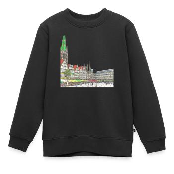Marktplatz Zeichnung - Kinder Premium Organic Sweatshirt - Schwarz - Vorne - AI Model Kid Female (0cm)
