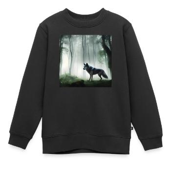 Loup moelleux dans la forêt - Sweat Premium enfant bio - noir - Devant - AI Model Kid Female (0cm)