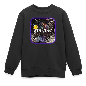 Frohes neues Jahr, buntes Thema. - Kinder Premium Organic Sweatshirt - Schwarz - Vorne - AI Model Kid Female (0cm)