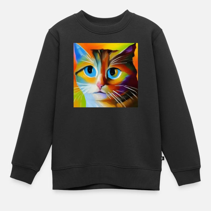 Portrait abstrait de chat - Sweat Premium enfant bio - noir