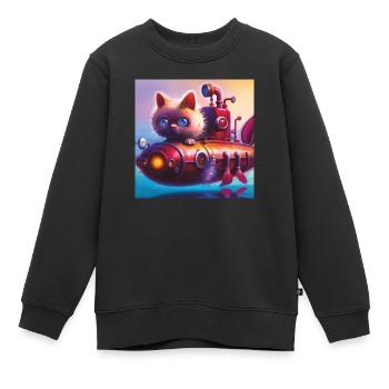 Katzen U-Boot - Kinder Premium Organic Sweatshirt - Schwarz - Vorne - AI Model Kid Female (0cm)