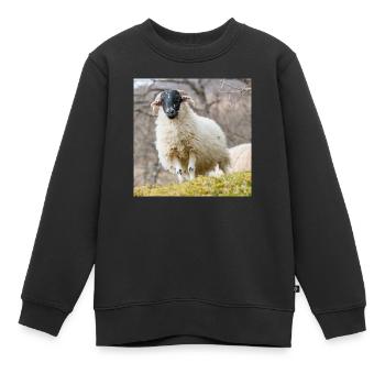 Mouton (en allemand Schaf) Ovis en Irlande - Sweat Premium enfant bio - noir - Devant - AI Model Kid Female (0cm)