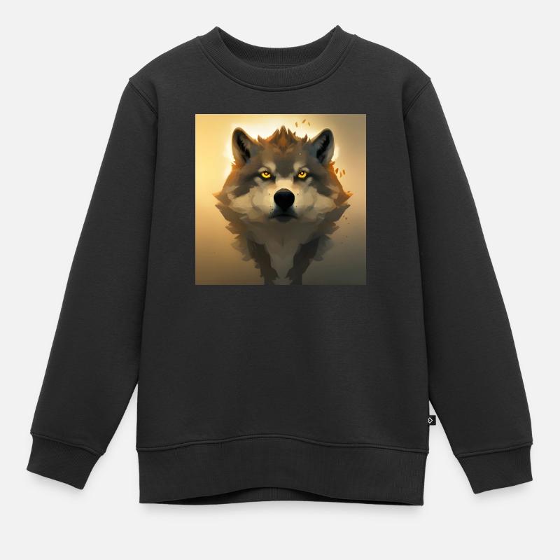 Portrait de loup - Sweat Premium enfant bio - noir