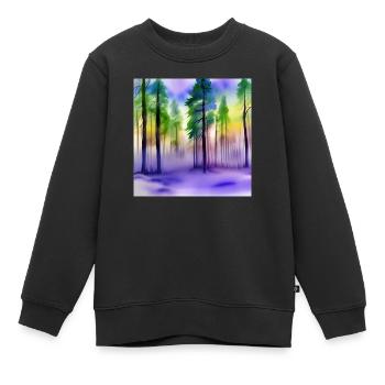 Abend im Aquarellwald - Kinder Premium Organic Sweatshirt - Schwarz - Vorne - AI Model Kid Female (0cm)