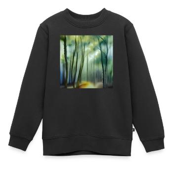 Nebel im Aquarellwald - Kinder Premium Organic Sweatshirt - Schwarz - Vorne - AI Model Kid Female (0cm)