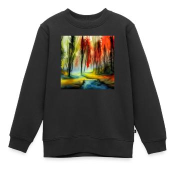 Aquarelle de printemps de la forêt - Sweat Premium enfant bio - noir - Devant - AI Model Kid Female (0cm)