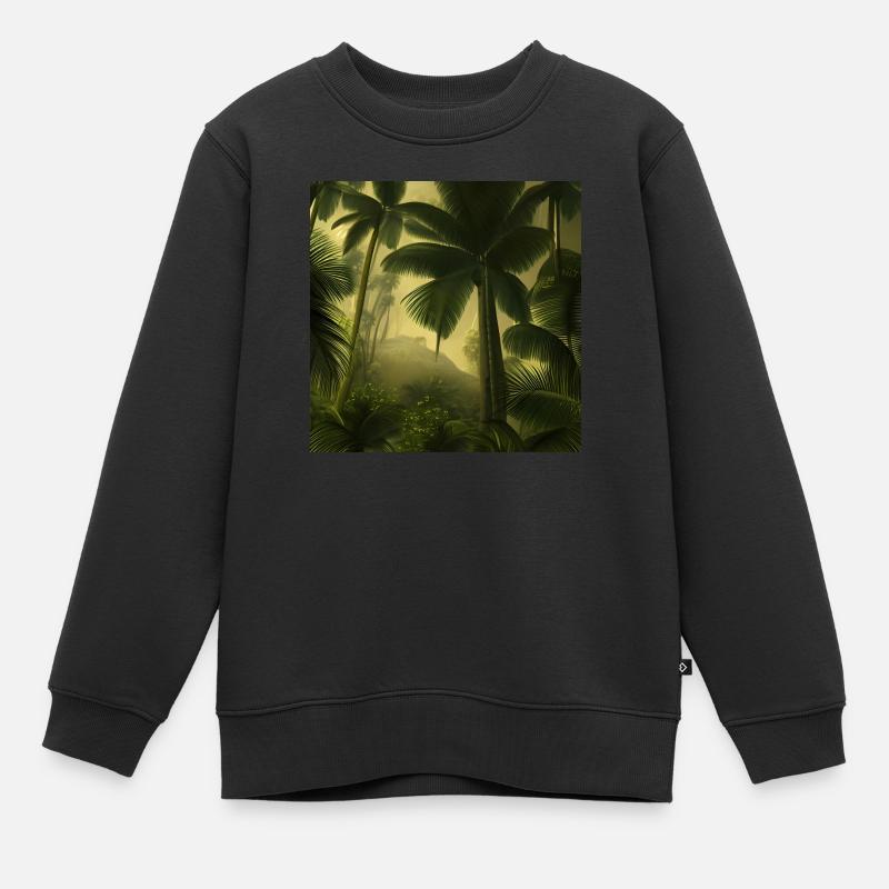 Une forêt avec des palmiers - Sweat Premium enfant bio - noir