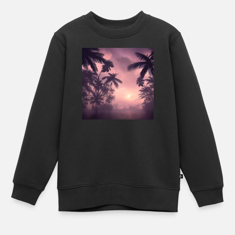 Soirée au milieu des palmiers - Sweat Premium enfant bio - noir