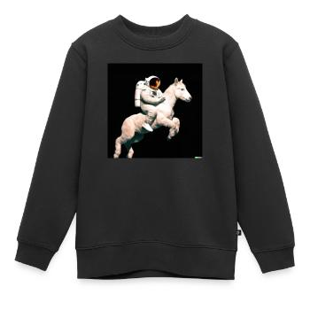 Foto eines Astronauten auf einem Pferd - Kinder Premium Organic Sweatshirt - Schwarz - Vorne - AI Model Kid Female (0cm)