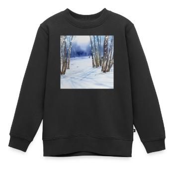Winter Wald Aquarell Natur - Kinder Premium Organic Sweatshirt - Schwarz - Vorne - AI Model Kid Female (0cm)