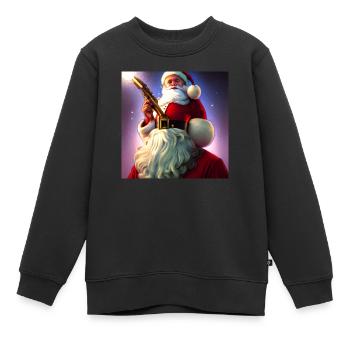 Père Noël Père Noël Noël - Sweat Premium enfant bio - noir - Devant - AI Model Kid Female (0cm)