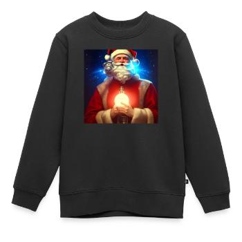 Père Noël Père Noël Noël - Sweat Premium enfant bio - noir - Devant - AI Model Kid Female (0cm)