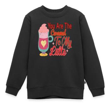 Tu es le Caramel à mon Latte - Sweat Premium enfant bio - noir - Devant - AI Model Kid Female (0cm)
