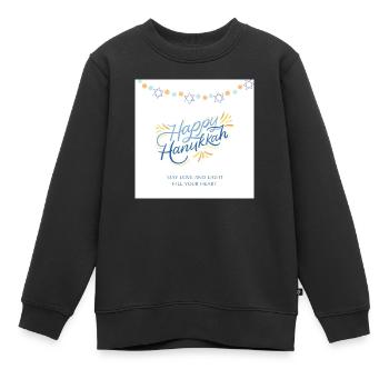 Happy Hanukkah - Kinder Premium Organic Sweatshirt - Schwarz - Vorne - AI Model Kid Female (0cm)