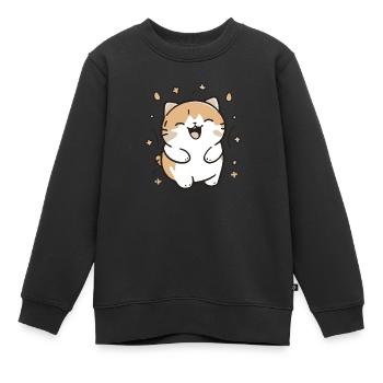Comic Cute Kawaii Sticker Katze Kitten happy Jubel - Kinder Premium Organic Sweatshirt - Schwarz - Vorne - AI Model Kid Female (0cm)