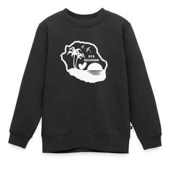 Ile de la réunion 974 - Ile intense - Sweat Premium enfant bio - noir - Devant - AI Model Kid Female (0cm)