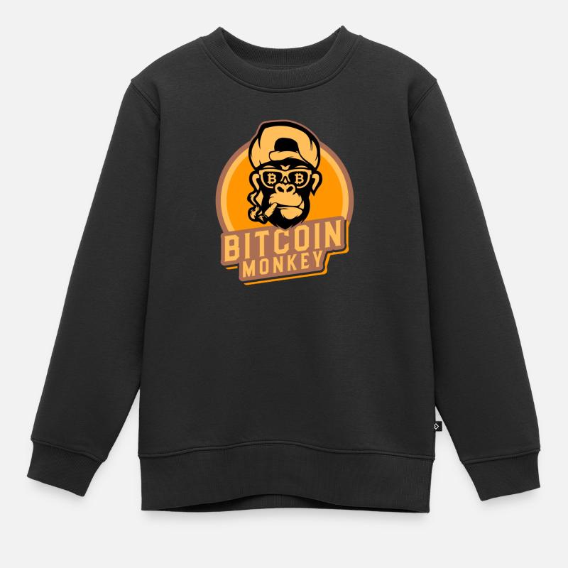 bitcoin monkey - Kinder Premium Organic Sweatshirt - Schwarz