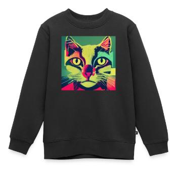 Crazy Cat - Kinder Premium Organic Sweatshirt - Schwarz - Vorne - AI Model Kid Female (0cm)