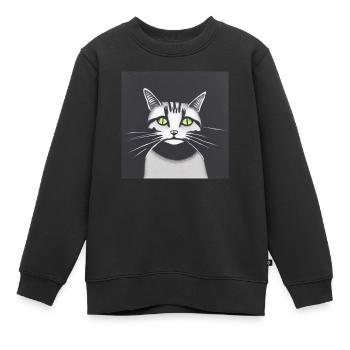 Katze - Kinder Premium Organic Sweatshirt - Schwarz - Vorne - AI Model Kid Female (0cm)