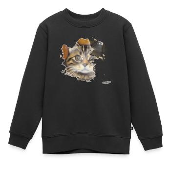 Katzengesicht 10 - Kinder Premium Organic Sweatshirt - Schwarz - Vorne - AI Model Kid Female (0cm)