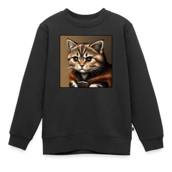 Coole Katze 2 - Kinder Premium Organic Sweatshirt - Schwarz - Vorne - AI Model Kid Female (0cm)