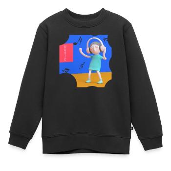 LUSTIGE MUSIK ILLUSTRATION 14 - Kinder Premium Organic Sweatshirt - Schwarz - Vorne - AI Model Kid Female (0cm)