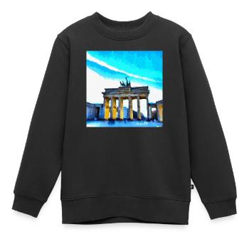 the Brandenburger tor in van gogh style - Kinder Premium Organic Sweatshirt - Schwarz - Vorne - AI Model Kid Female (0cm)