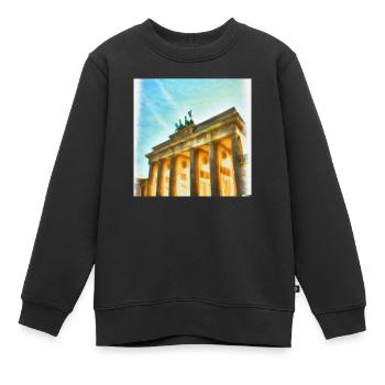 the Brandenburger tor as an acrylpainting - Kinder Premium Organic Sweatshirt - Schwarz - Vorne - AI Model Kid Female (0cm)