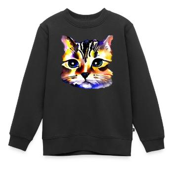 Katzengesicht 4 - Kinder Premium Organic Sweatshirt - Schwarz - Vorne - AI Model Kid Female (0cm)