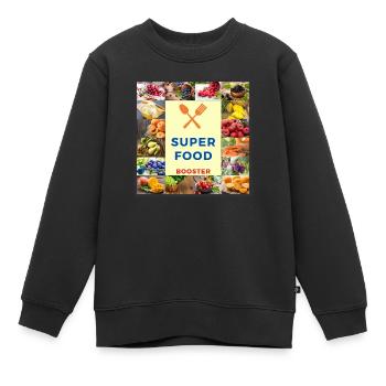 SUPER FOOD BOOSTER - Kinder Premium Organic Sweatshirt - Schwarz - Vorne - AI Model Kid Female (0cm)