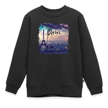 Paris Tour Eiffel Style décontracté - Sweat Premium enfant bio - noir - Devant - AI Model Kid Female (0cm)