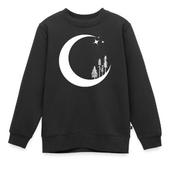 Lune Céleste pins arbre - Sweat Premium enfant bio - noir - Devant - AI Model Kid Female (0cm)
